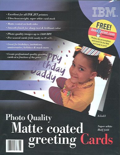 125 IBM Matte Inkjet Photo Quality Greeting Cards with Envelopes