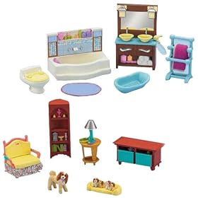 Fisher-Price Loving Family Dollhouse Living Room and Bathroom Furniture Set