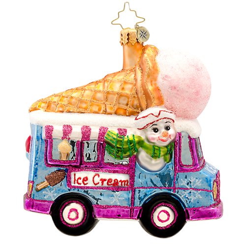 Christopher Radko Ice Scream, You Scream Glass Christmas Ornament 2014