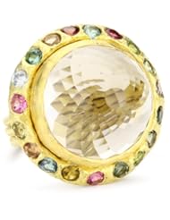 Julieli "Metaform" 18k Gold Smoky Quartz and Tourmaline Shva Ring