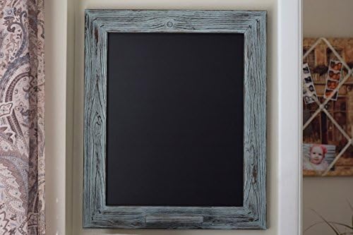 Weathered Wood Frame Blue Gray Chalk Marker Board, Kitchen Chalkboard, 20x24