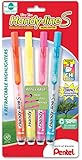 Pentel Handy-line S Retractable Highlighter, Chisel Tip, Assorted Ink Colors, 4 Pack  (SXS15BP4M)