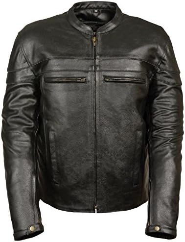 Event Biker Leather Men's Split Leather Vented Scooter Jacket