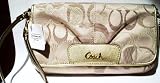 100% Authentic Coach Optic Signature Large Flap Wristlet / Mini Bag