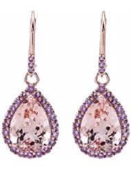 14K Rose Gold Morganite and Amethyst Earrings -- LIFETIME WARRANTY