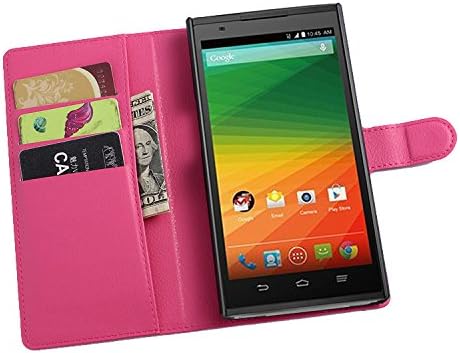 Deetech ZTE ZMAX Z970 Case PU Leather Wallet Case with Card Slots Cash Compartment for ZTE ZMAX Z970 (TMOBILE / METRO) (Rose)