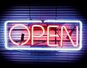 LAMINATED Neon Sign Open All Hours 50x40cm Mini Poster
