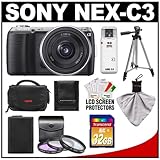Sony Alpha NEX-C3 Digital Camera Body & E 16mm f/2.8 Lens (Black) with 32GB ....
