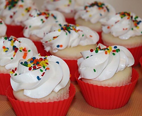 Red Silicone Baking Cups 12 Reusable Muffin Cupcake Liners Bakeware Molds