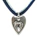Arts and Crafts Ladies' Necklace in White/Blue Silver and Denim with White Crystals, form Heart, line Denim, weight 25 grams
