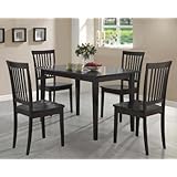 5pc Dining Table & Chairs Set Contemporary Style Cappuccino Finish