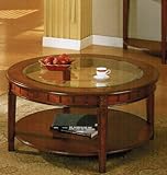IMAGE OF Coffee Table with Storage Shelf - Cherry Brown Finish