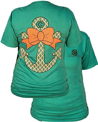 Southern Couture Comfort Bow Anchor T-Shirt, Seafoam, Medium