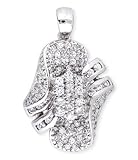 CZ Diamond Platinum Plated Silver Cluster Bridal Pendant