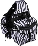 Delux Canvas Horse Saddle Bag Water Bottles Zebra Print