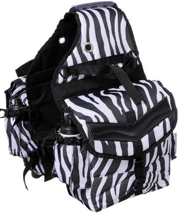 Deluxe Canvas Horse Saddle Bag Water Bottles Zebra Print