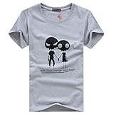 CHROME CRANE(クロム クレイン) 半袖 ドクロ 柄 キャラ プリント Tシャツ カワイイ オシャレ コメディー カジュアル ストリート 半袖シャツ メンズ レディース ユニセックス TSP002 (02 グレー,XL)