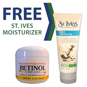 Retinol Cream (Vitamin A 100,000 Iu Per Ounce) - 2 oz. + FREE St. Ives Renewing Moisturizer