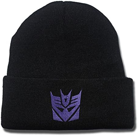 QIANGWEI Transformers Decepticon Logo Beanie Fashion Unisex Embroidery Beanies Skullies Knitted Hats Skull Caps Black