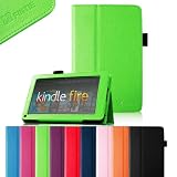FINTIE (Green) Slim Fit Folio Stand Leather Case for Amazon Kindle Fire 7" Tablet -10 Color Options (does not fit Kindle Fire HD)
