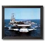 USS Harry Truman Aircraft Carrier Naval Ship Military Wall Picture Black Framed Art Print