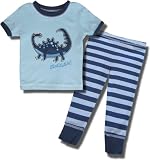 Blue Dinosaur short sleeve, long-leg pajama set for infants and toddlers