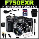 FUJIFILM F750EXR Black 16.0 MP 3.0 LCD 20X Optical Zoom Wide Angle Digital Camera Intermediate Bundle Kit includes Card Reader, HDMI Cable, (2) Tripods, Camera Case, 16GB SD Card and more!