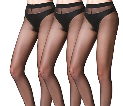 Sheer To Waist Reinforced Crotch Nylon Women's Sexy Pantyhose Tights 3 Pack
