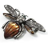 Vintage Diamante Bee Brooch (Antique Silver Tone)