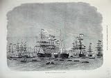 1872 Ship Fleet Ironclads Portland Harbour Flags Art
