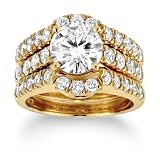 14k Yellow Gold Round Diamond 3-Piece Bridal Set (2.14 ct., H Color, I1 Clarity Center; 4 cttw), Size 7