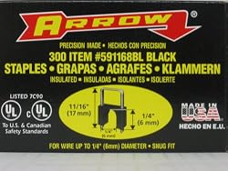Arrow Fastener 591168BL Genuine T59 Insulated Black 1/4-Inch by 1/4-Inch Staples, 300-Pack