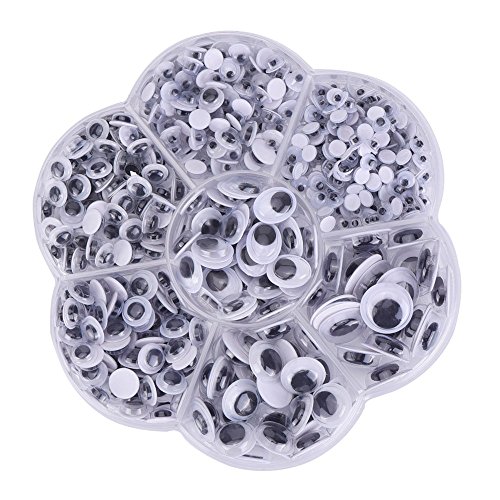 eBoot 500 Pieces Mixed Self-adhesive Wiggle Googly Eyes DIY Scrapbooking Crafts Toy Accessories (Assorted Sizes)