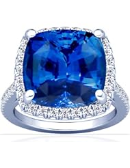 Platinum Cushion Cut Blue Sapphire Fana Designer Ring