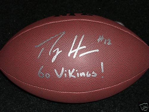 PERCY HARVIN SIGNED AUTOGRAPHED FOOTBALL MINNESOTA VIKINGS W/ HOLOGRAM + COA