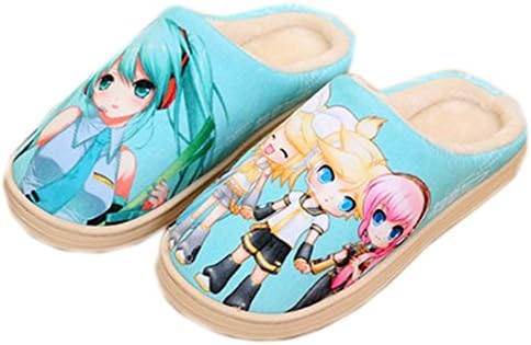 Anime Super Soft Warm Home Slippers Cute Plush Shoes (Hatsune Miku)