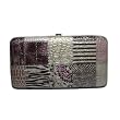 Electric Mauve Patchwork Crocodile Pattern Hard Case Wallet