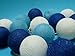 Blue Tone Mix Cotton Ball Patio Party String Lights (20/set)