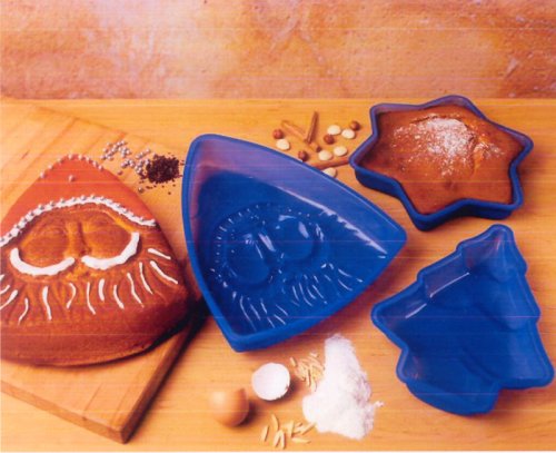 3tlg.Set 30cm Weihnachtsmann Silikon Backform 