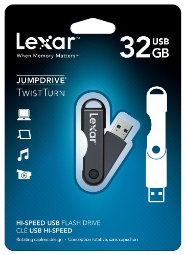 Lexar JumpDrive TwistTurn 32 GB USB 2.0 Flash Drive LJDTT32GASBNA (Gray)