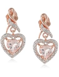 10k Rose Gold Morganite and Diamond Heart Earrings, (0.12 cttw, G-H Color I2-I3 Clarity)