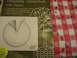 Outdoor Tablecloth Umbrella Hole Gingham Umbrella Zipper Tablecloth 42" X 70" oblong Summer Bbq Vinyl Re-usable Vinyl w/ Faux Ants Printed on the Tablecloth