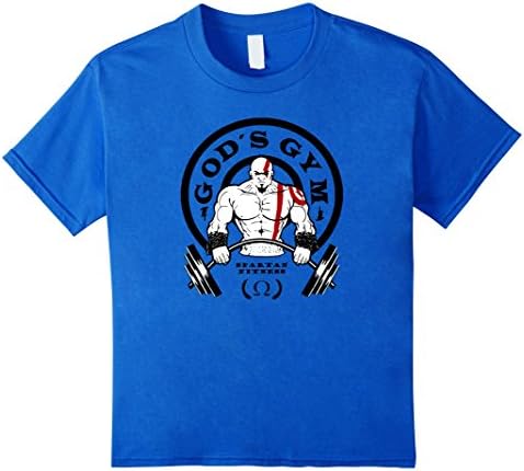 Kids God's Gym T-Shirt Gods Of Wars Parody - Spartan Fitness 8 Royal Blue