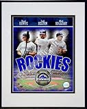 Colorado Rockies 2007 Big 3 Double Matted 8 x 10 Photograph in Black Anodized Aluminum Frame
