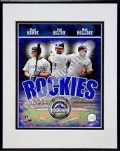 Buy Colorado Rockies 2007 Big 3 Double Matted 8 x 10 Photograph in Black Anodized Aluminum Frame by Photo File
