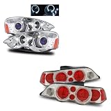 02-04 Acura RSX Chrome LED Halo Projector Headlights  w Amber + Euro Tail Lights... by Luminx Lighting