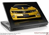Medium Laptop Skin 2010 Chevy Camaro Yellow Black Stripes on Black