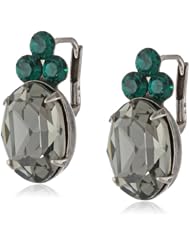 Sorrelli "Viridescence" Charming Oval Crystal Silver-Tone Drop Earrings