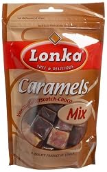 Lonka Caramels, Vanilla, Butterscotch and Choco Mix, 6.7-Ounce Bags (Pack of 12)