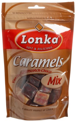 Lonka Caramels, Vanilla, Butterscotch and Choco Mix, 6.7-Ounce Bag (Pack of 12) by Lonka